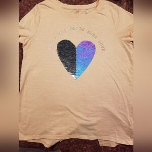 Girl's Sequin Heart Shirt - Pinkish Size LARGE